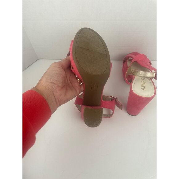 Anne Klein Pink Suede Platform Heels Strappy Open Toe Sandals Sz 7.5 Barbiecore - Picture 6 of 13